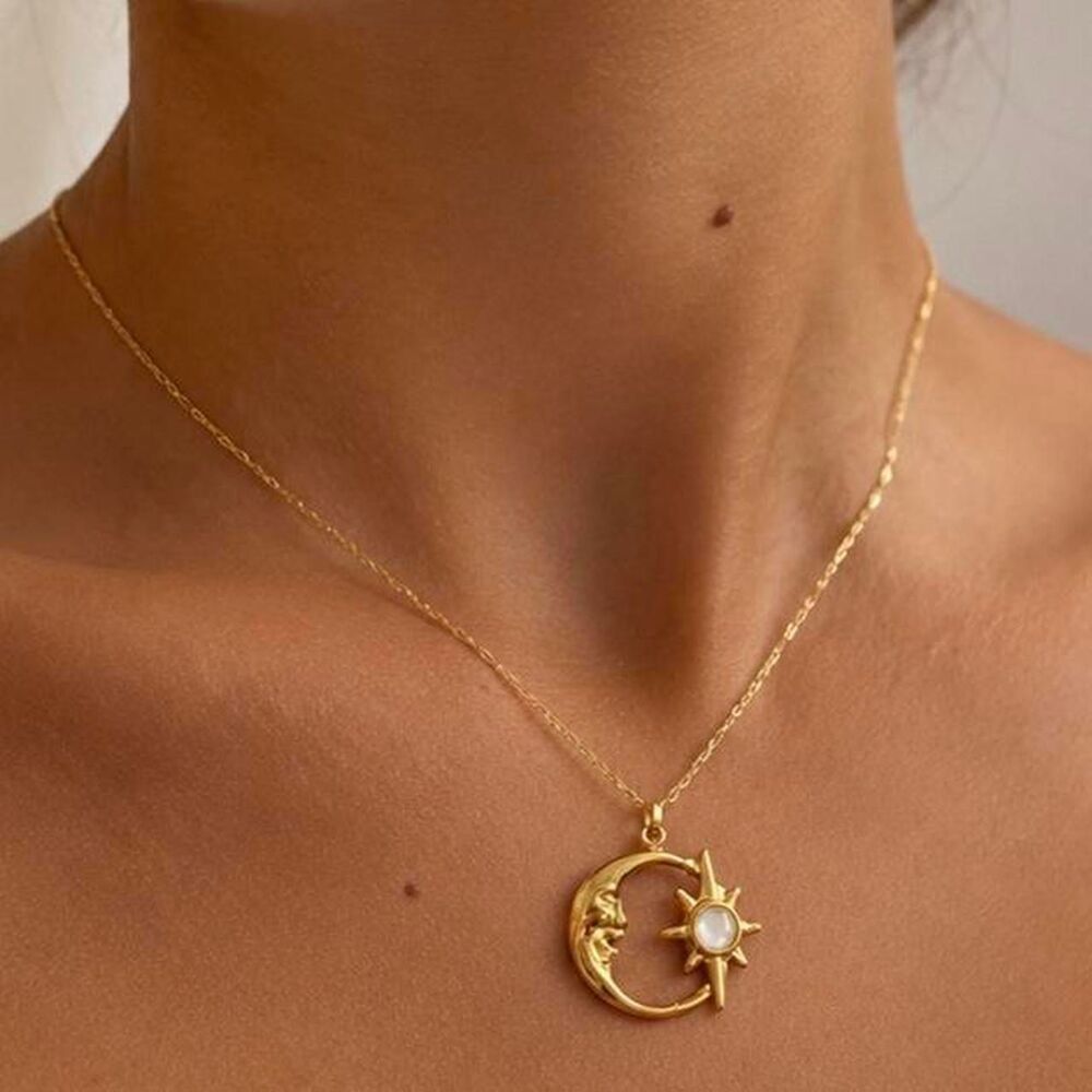 sun moon necklace D110